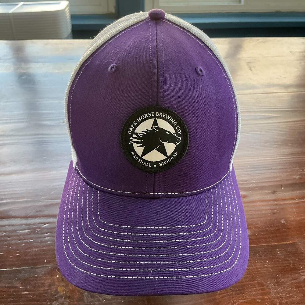 Dark Horse Brewing Co. Marshall MI Trucker Hat Mens Purple White‎ Snapback Hat